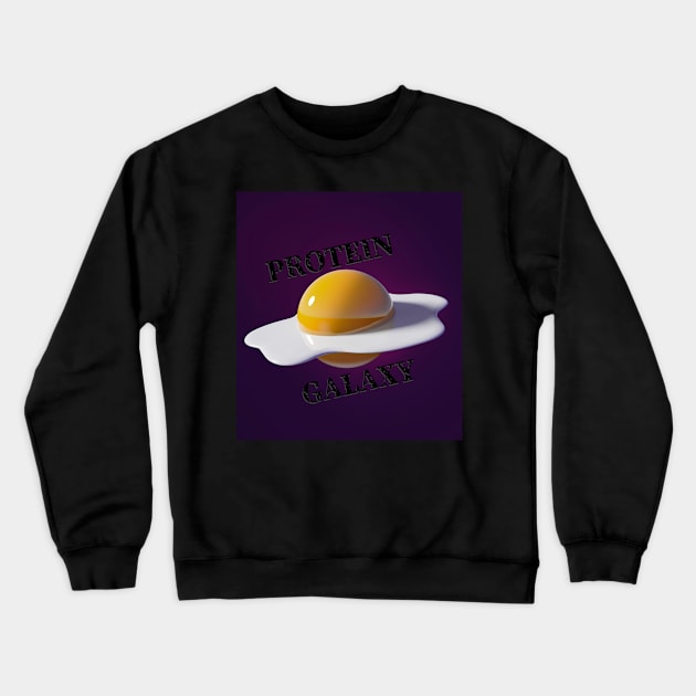 Protein Galaxy Tee With Egg As Planet Graphic Crewneck Sweatshirt by nfwu.WORLD